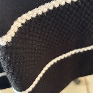 Chico's Black and White Striped Crew Neck Sweater